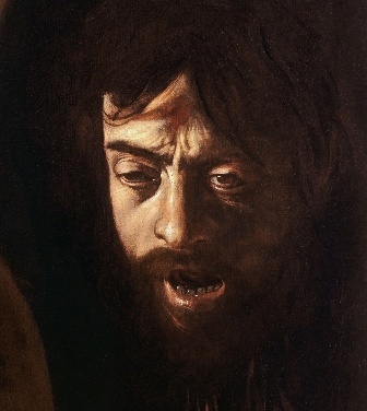 Particolare di una vignetta con l'inserimento dell'originale di Caravaggio