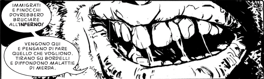  Rusty Dogs #1. Disegni di Andrea Del Campo. Vignetta tratta dalla prima tavola pubblicata, Novembre 2009.