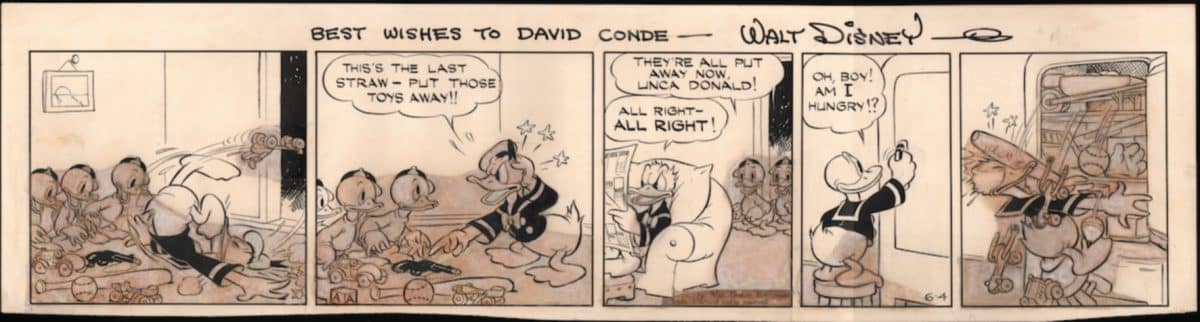 disegno-originale-esposto-in-mostra-di-al-tagliaferro-primo-disegnatore-di-paperino-1938