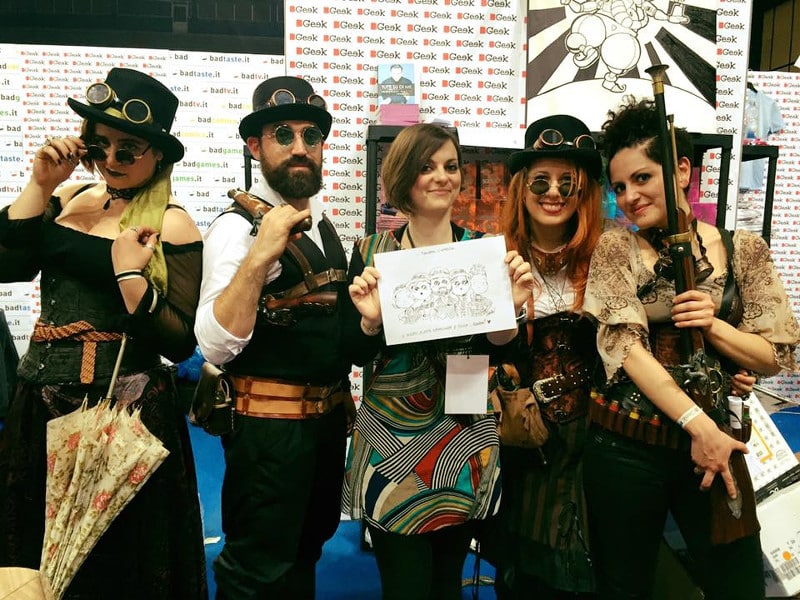 I ragazzi dello Steam Studio in compagnia di Lorenza Di Sepio, al BGeek 2016