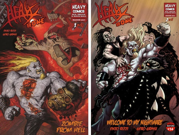 La nuova miniserie di Heavy Bone: da sinistra, numero 1 con cover di Rafa Garres e numero 2 con cover di Maurizio Rosenzweig