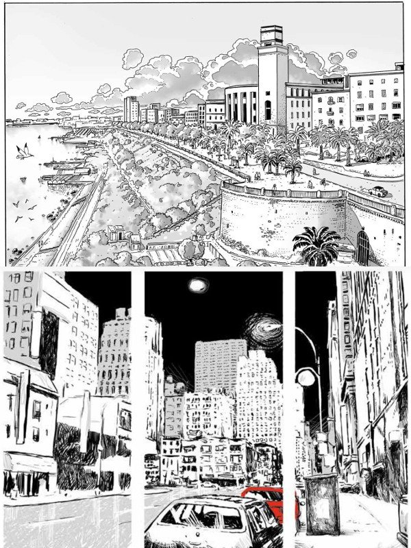 Location a confronto: La Taranto di Dupin (in alto) e la New York di Basquiat (in basso)