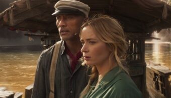 Dwayne Johnson is Frank and Emily Blunt is Lily in Disney’s JUNGLE CRUISE.