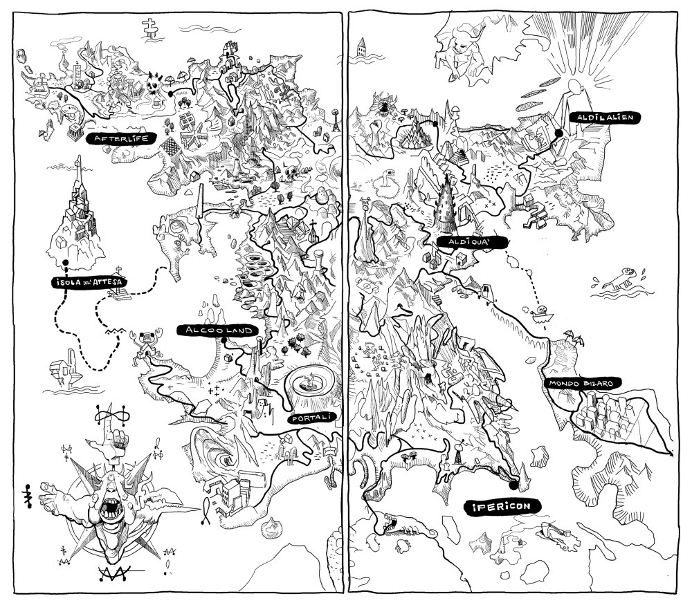Mappa generale degli Aldilà Possibili - disegno di Jazz Manciola