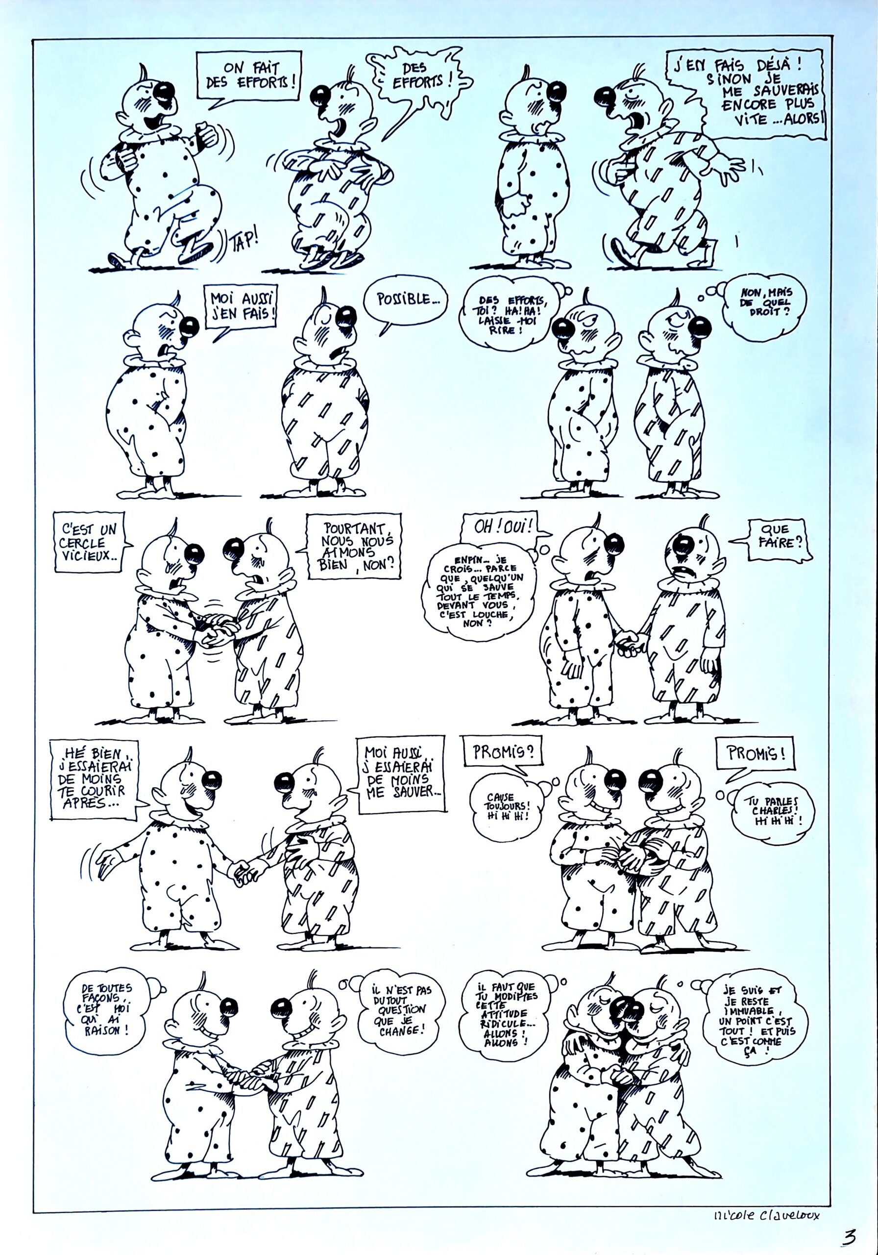 Claveloux histoire de clounes p 3 signee 3ox6